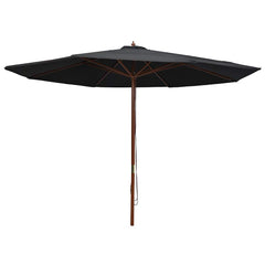 Outdoor Parasol with Wooden Pole 350 cm Black