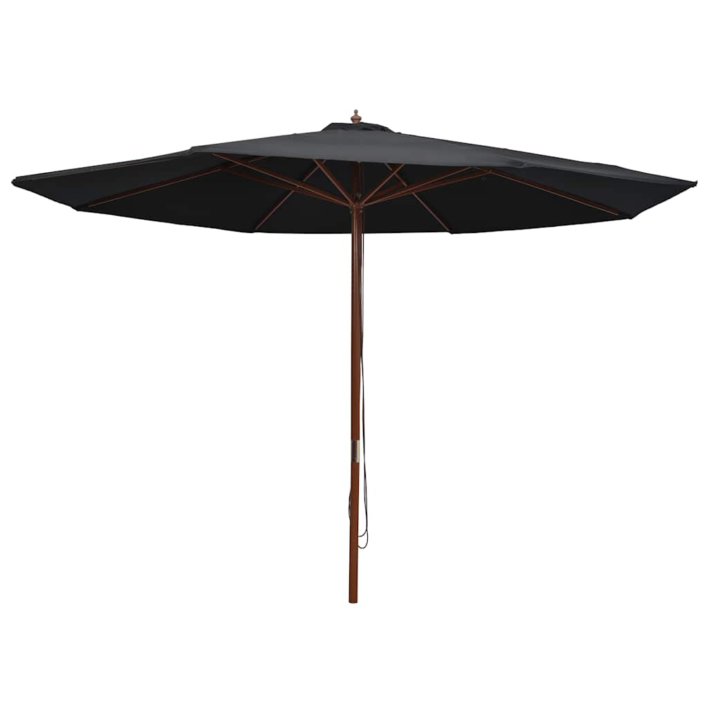 vidaXL Garden Parasol with Wooden Pole 350 cm Black 1