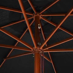 vidaXL Garden Parasol with Wooden Pole 350 cm Black 6