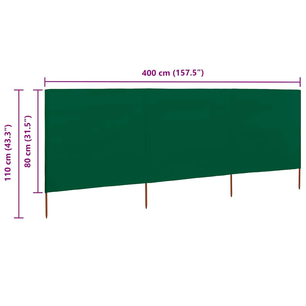 vidaXL Wind Screen | Green | Non-woven fabric (100% polyester), wood | 400x80 cm 6