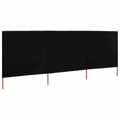 vidaXL 3-panel Wind Screen Fabric 400x120 cm Black 2