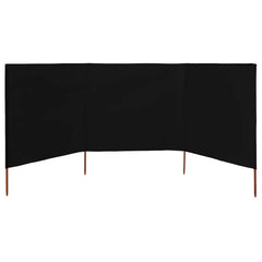 vidaXL 3-panel Wind Screen Fabric 400x120 cm Black 3