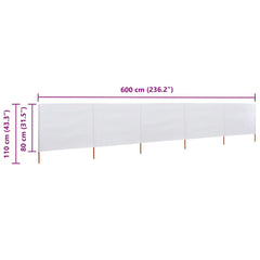 vidaXL Wind Screen | Sand white | Non-woven fabric, wood | Large | Collapsible 6