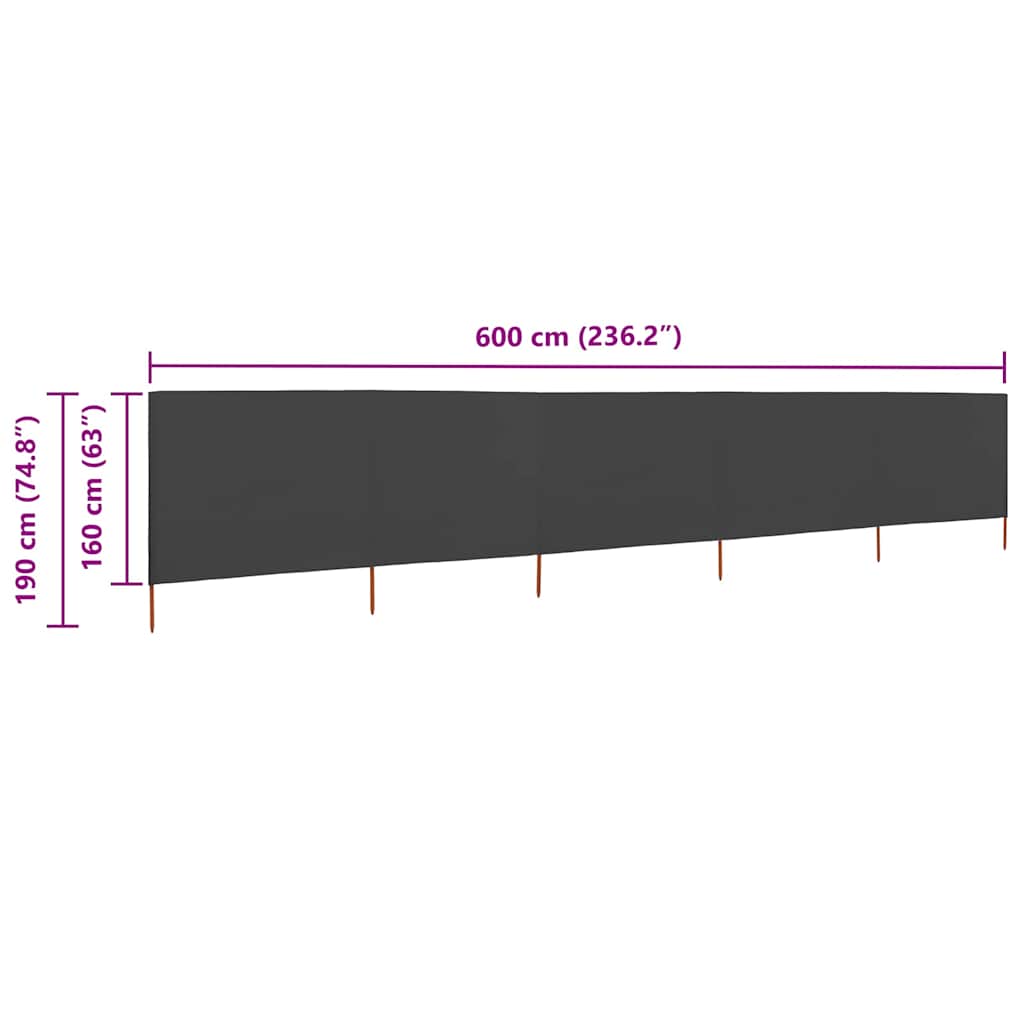 vidaXL Wind Screen | Anthracite | Non-woven fabric, Wood | 600x160 cm 6