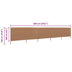 vidaXL Wind Screen | Taupe | Non-woven fabric, Wood | Large | Foldable 6