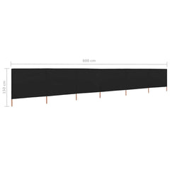vidaXL 6-panel Wind Screen Fabric 800x120 cm Black 6