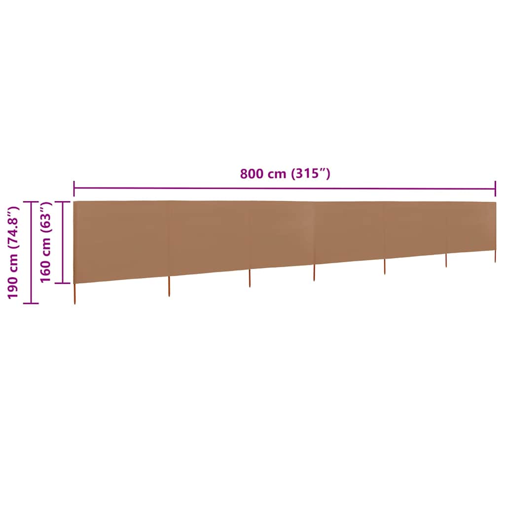 vidaXL Wind Screen | Taupe | Non-woven fabric, Wood | 800x160 cm | Foldable 6