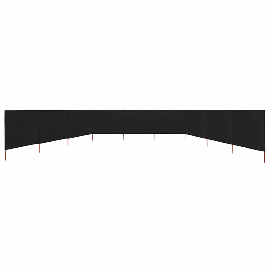 9-panel Wind Screen Fabric 1200x160 cm Drop 160 cm Width 1200 cm Black