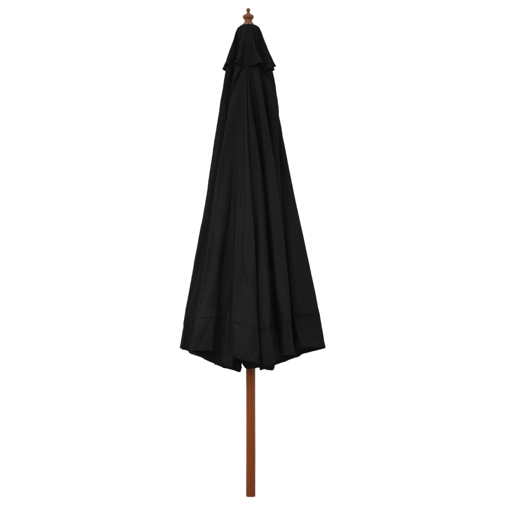 vidaXL Garden Parasol with Wooden Pole 330 cm Black 3