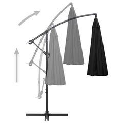 vidaXL Hanging Garden Parasol Black 3 m Aluminium Pole 4