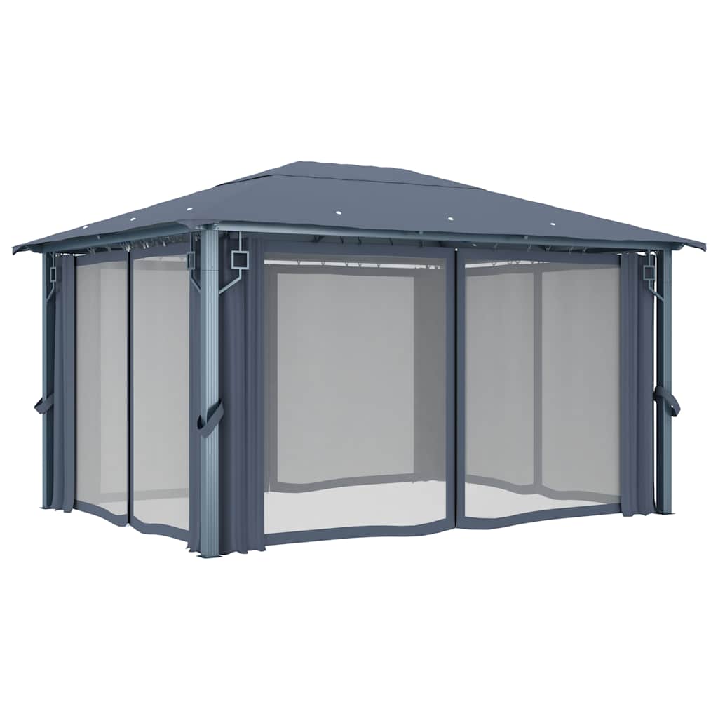 Gazebo with Curtain Aluminium Anthracite 400 x 300 cm