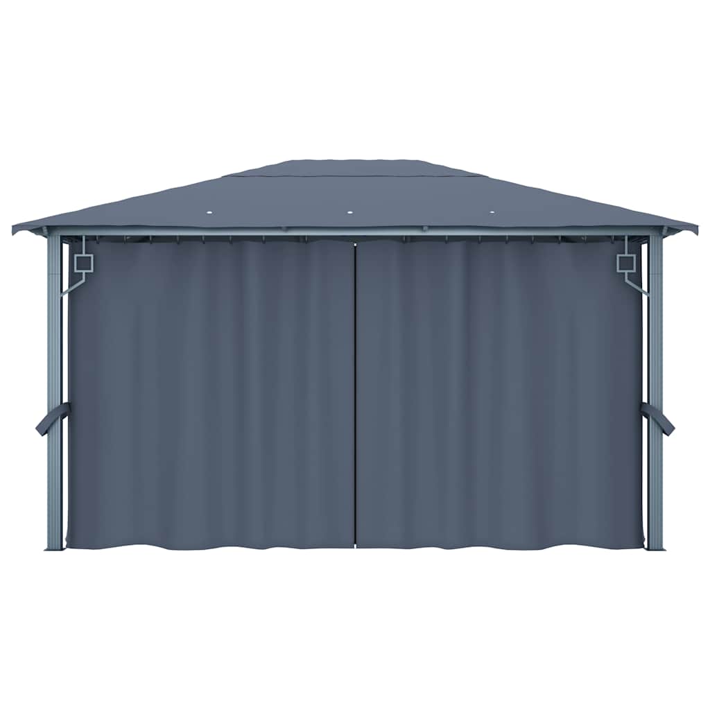 Gazebo with Curtain Aluminium Anthracite 400 x 300 cm