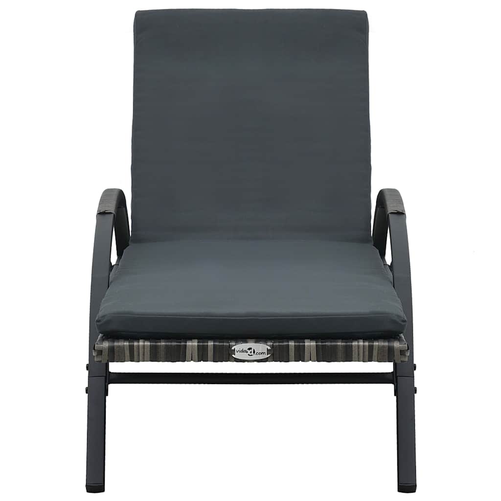 vidaXL Sun Lounger with Cushion & Wheels Poly Rattan Anthracite 2