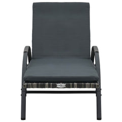 vidaXL Sun Lounger with Cushion & Wheels Poly Rattan Anthracite 2
