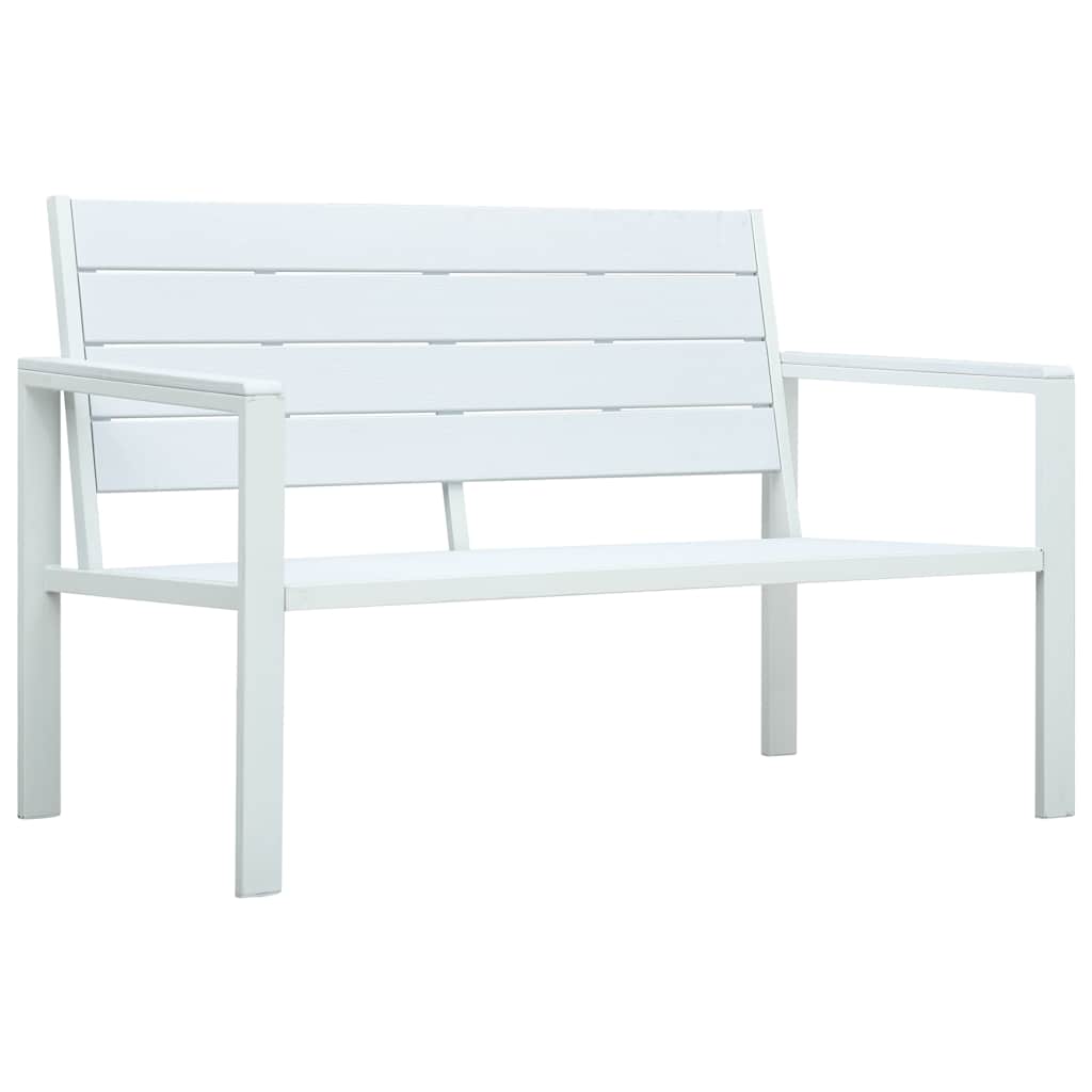 vidaXL Garden Bench 120 cm HDPE White Wood Look 1