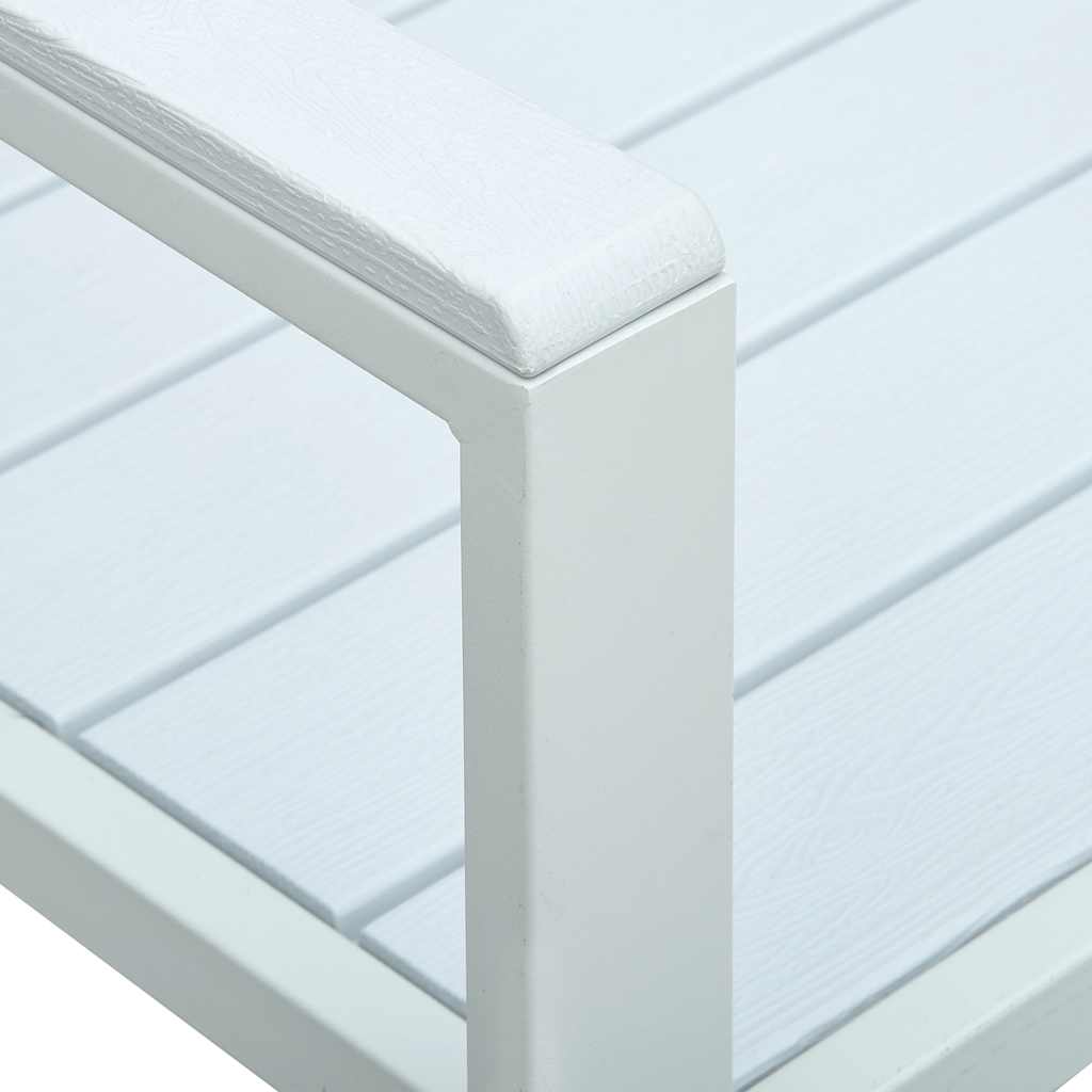 vidaXL Garden Bench 120 cm HDPE White Wood Look 5