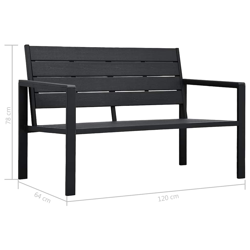 vidaXL Garden Bench 120 cm HDPE Black Wood Look 6