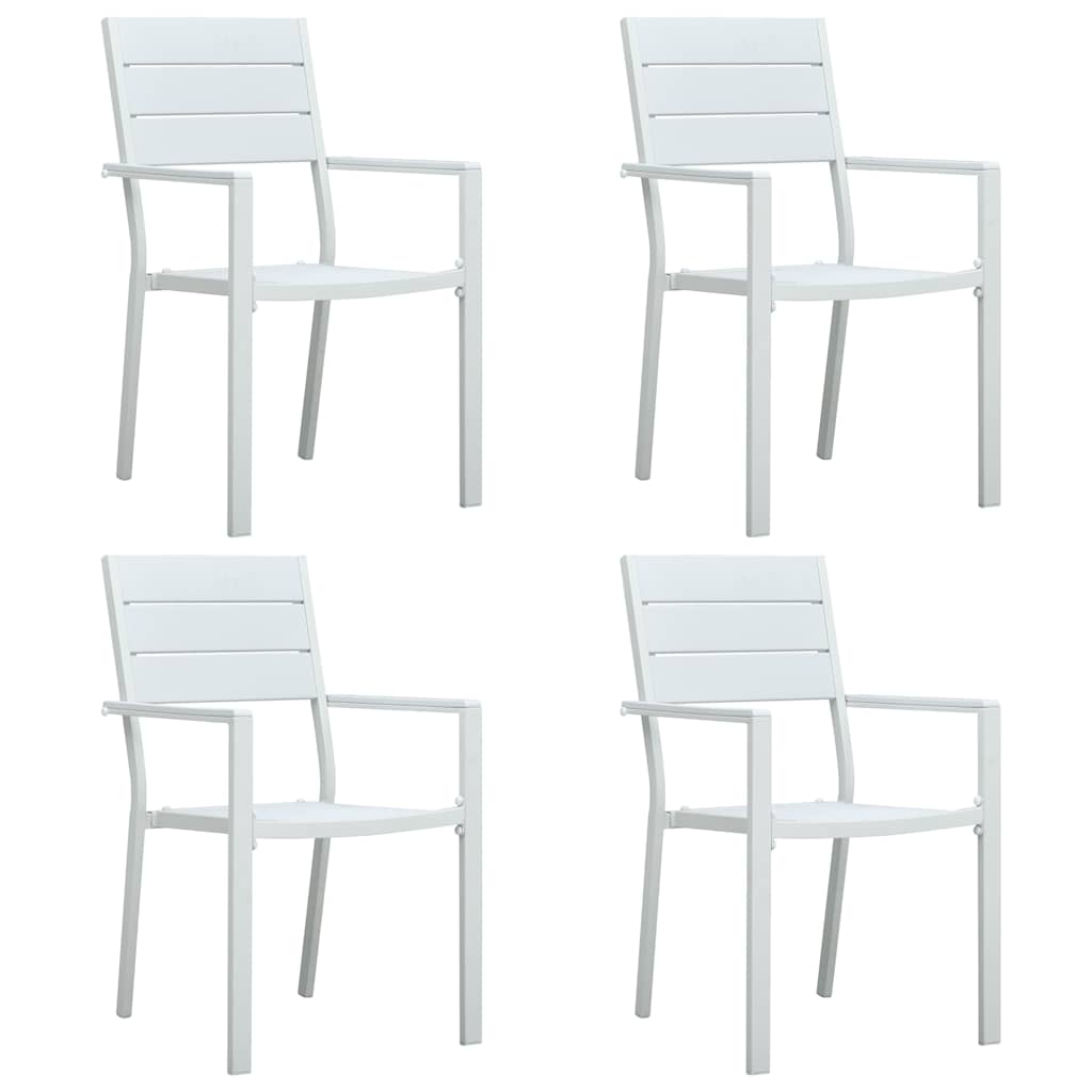 Garden Chairs HDPE Wood Look White 4