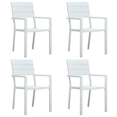 Garden Chairs HDPE Wood Look White 4