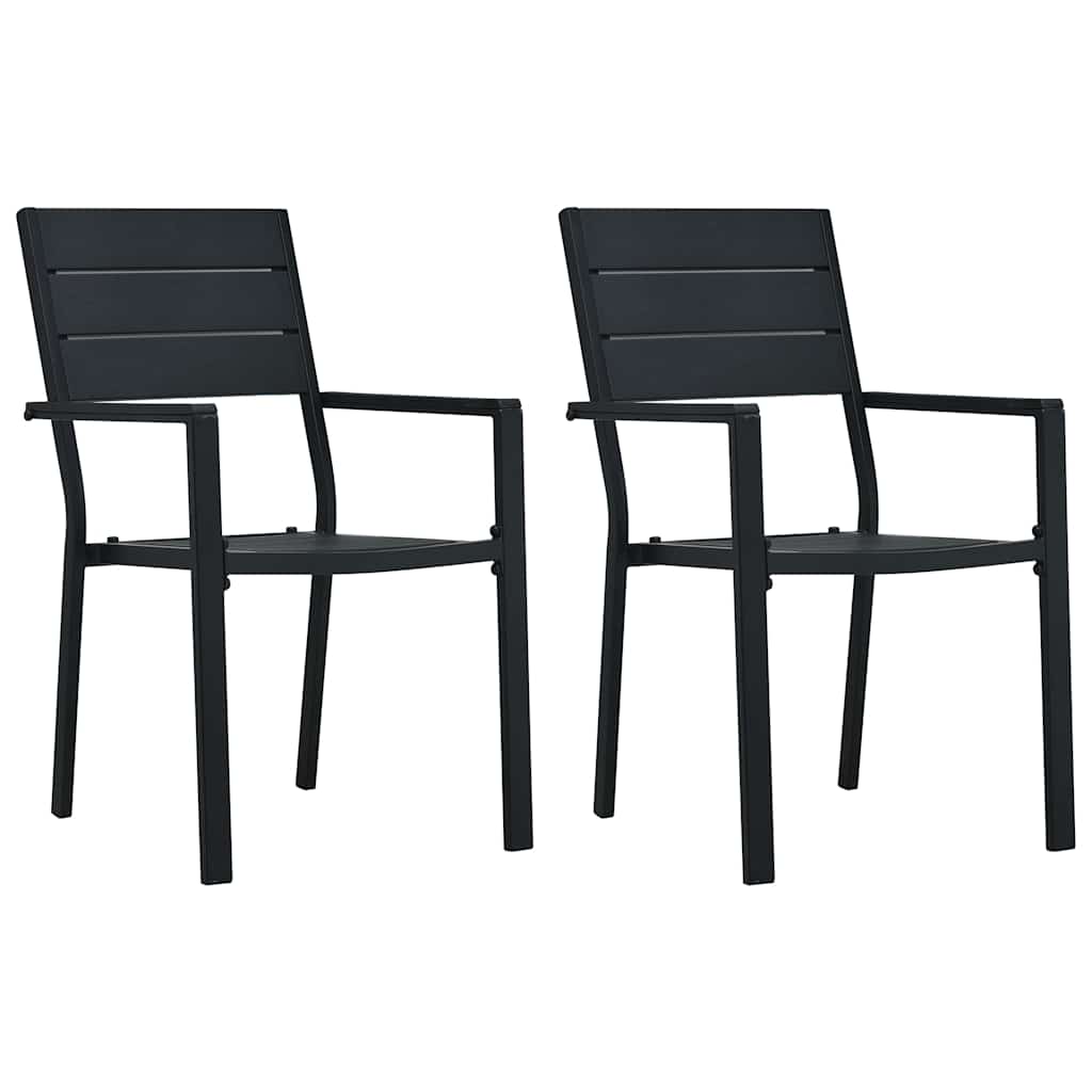 Garden Chairs HDPE Wood Look Black 2