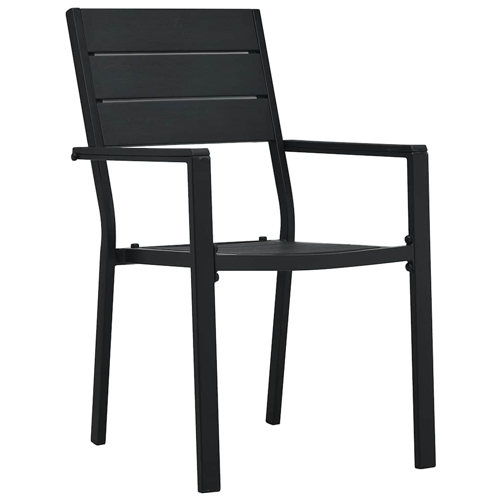 Garden Chairs HDPE Wood Look Black 2