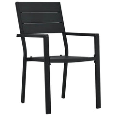 Garden Chairs HDPE Wood Look Black 2