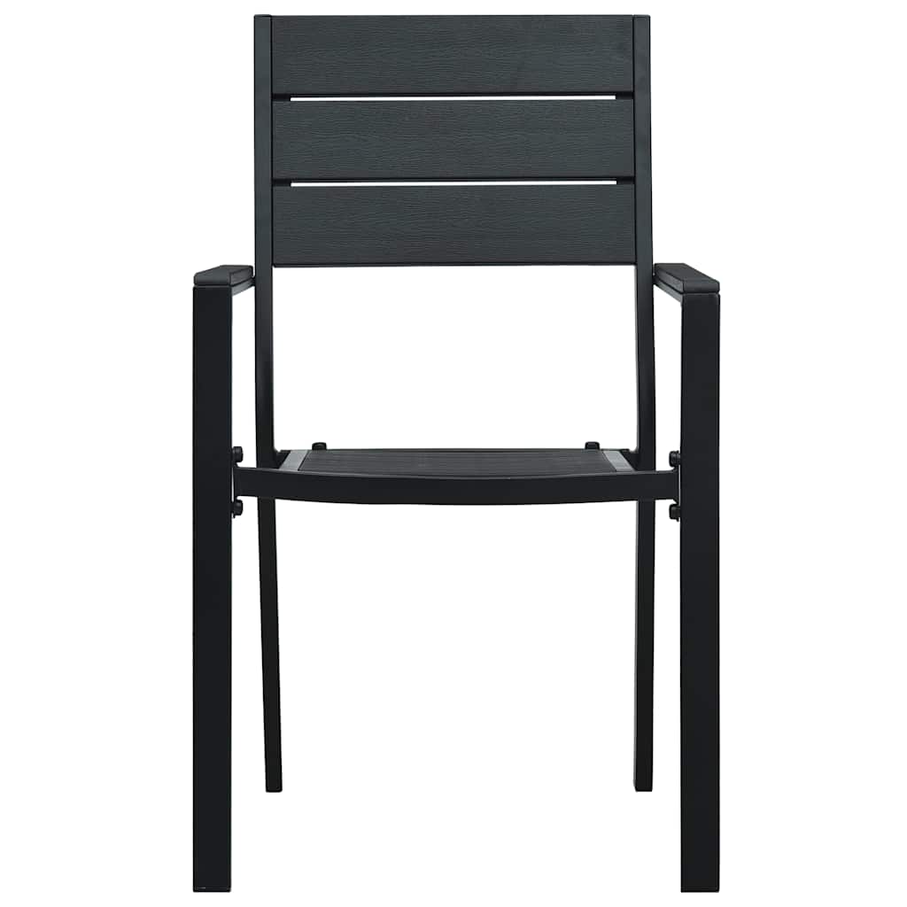 Garden Chairs HDPE Wood Look Black 2