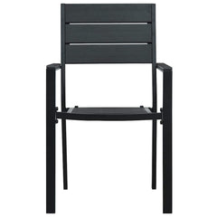 Garden Chairs HDPE Wood Look Black 2