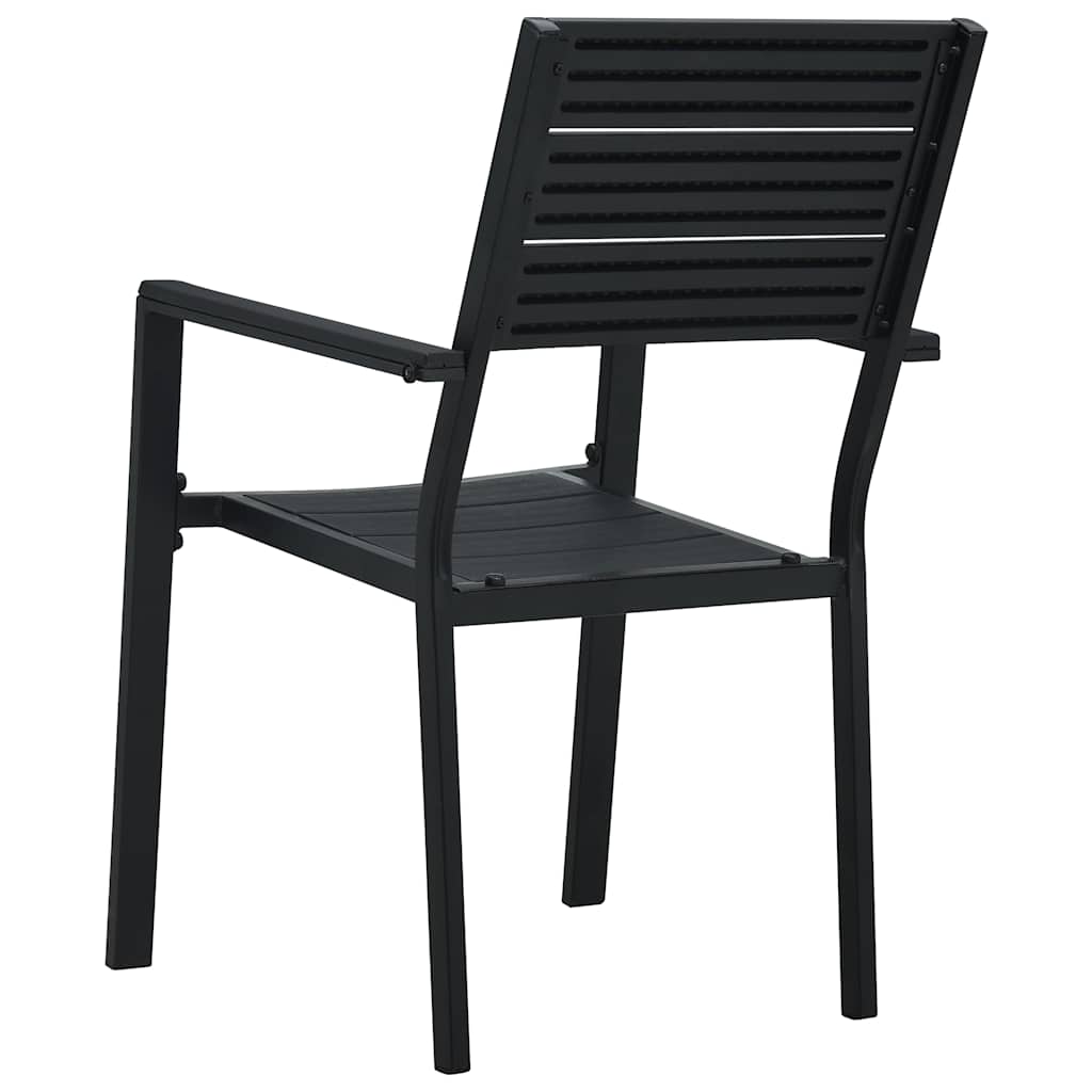 Garden Chairs HDPE Wood Look Black 2