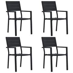 Garden Chairs HDPE Wood Look Black 4