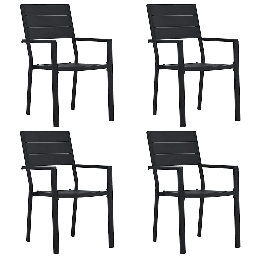 Garden Chairs HDPE Wood Look Black 4