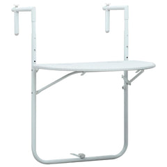 Hanging Balcony Table 60x64x83,5 cm Plastic Rattan Look White