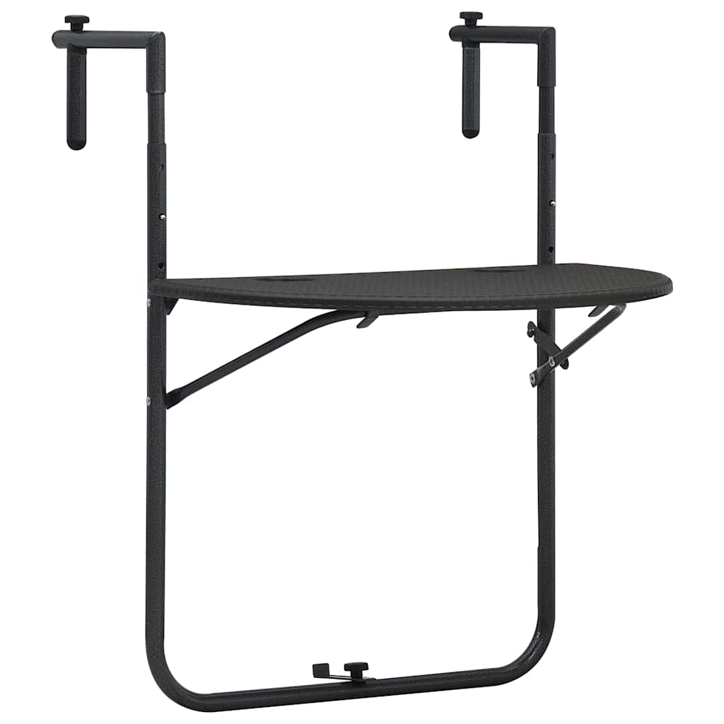 Hanging Balcony Table 60x64x83,5 cm Plastic Rattan Look Brown
