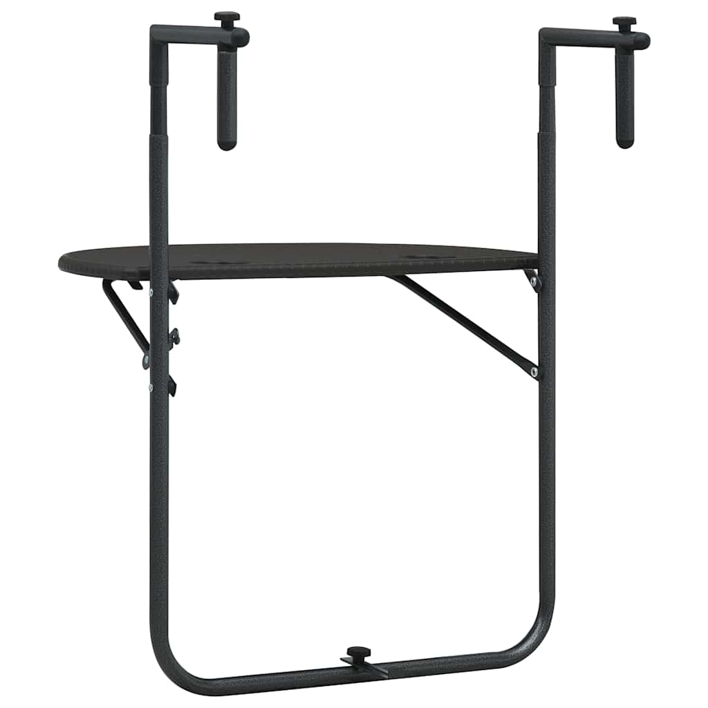 Hanging Balcony Table 60x64x83,5 cm Plastic Rattan Look Brown