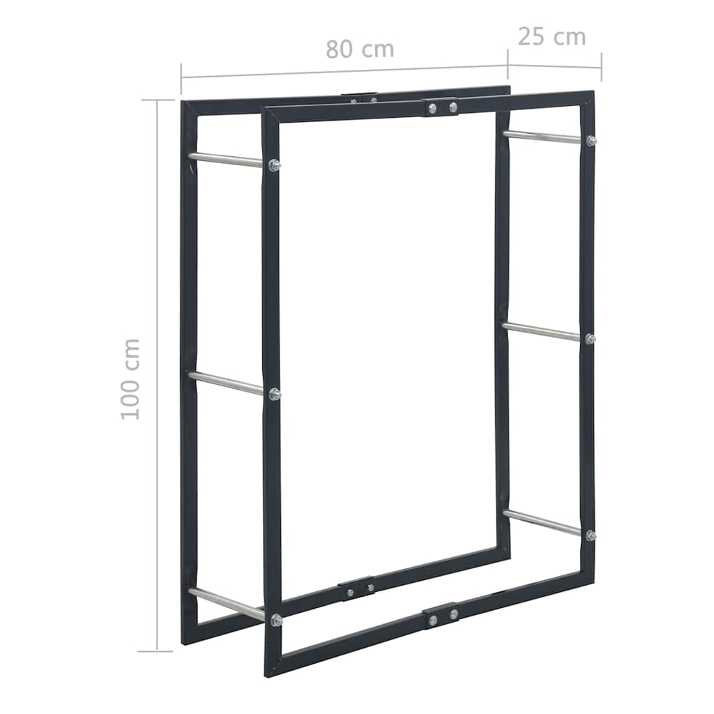 vidaXL Firewood Rack Black 80x25x100 cm Steel 6