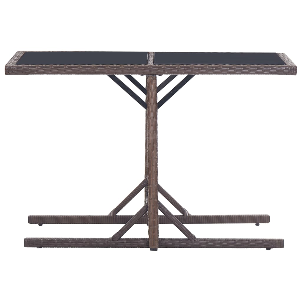 vidaXL Outdoor Table | Brown | Poly rattan, powder-coated steel, glass | Small 2