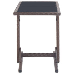 vidaXL Outdoor Table | Brown | Poly rattan, powder-coated steel, glass | Small 3