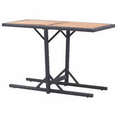 vidaXL Outdoor Table | Black | Poly rattan and solid acacia wood | Medium 4