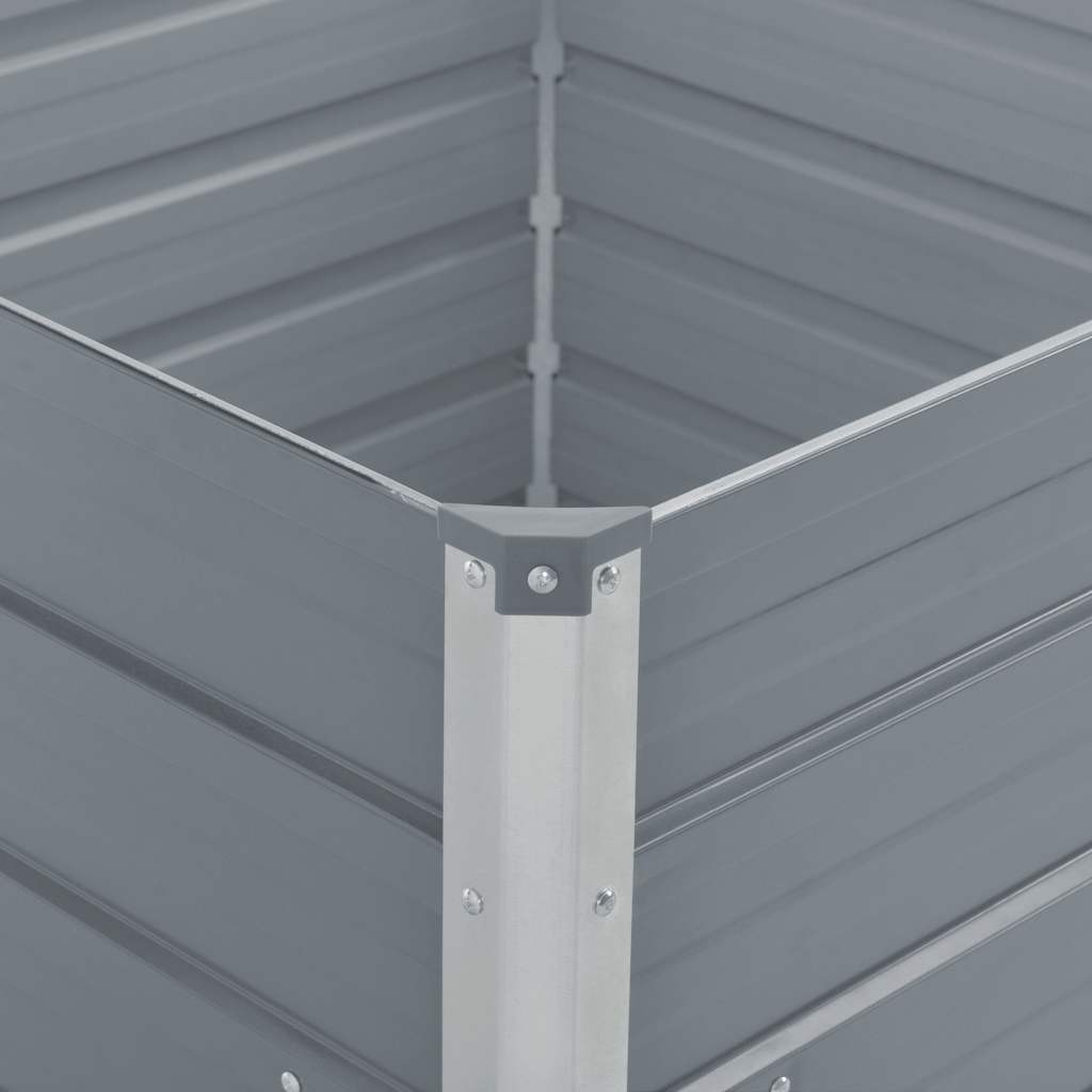 vidaXL Raised Garden Bed | Grey | Galvanised Steel | 100x100x45 cm | Durable 4