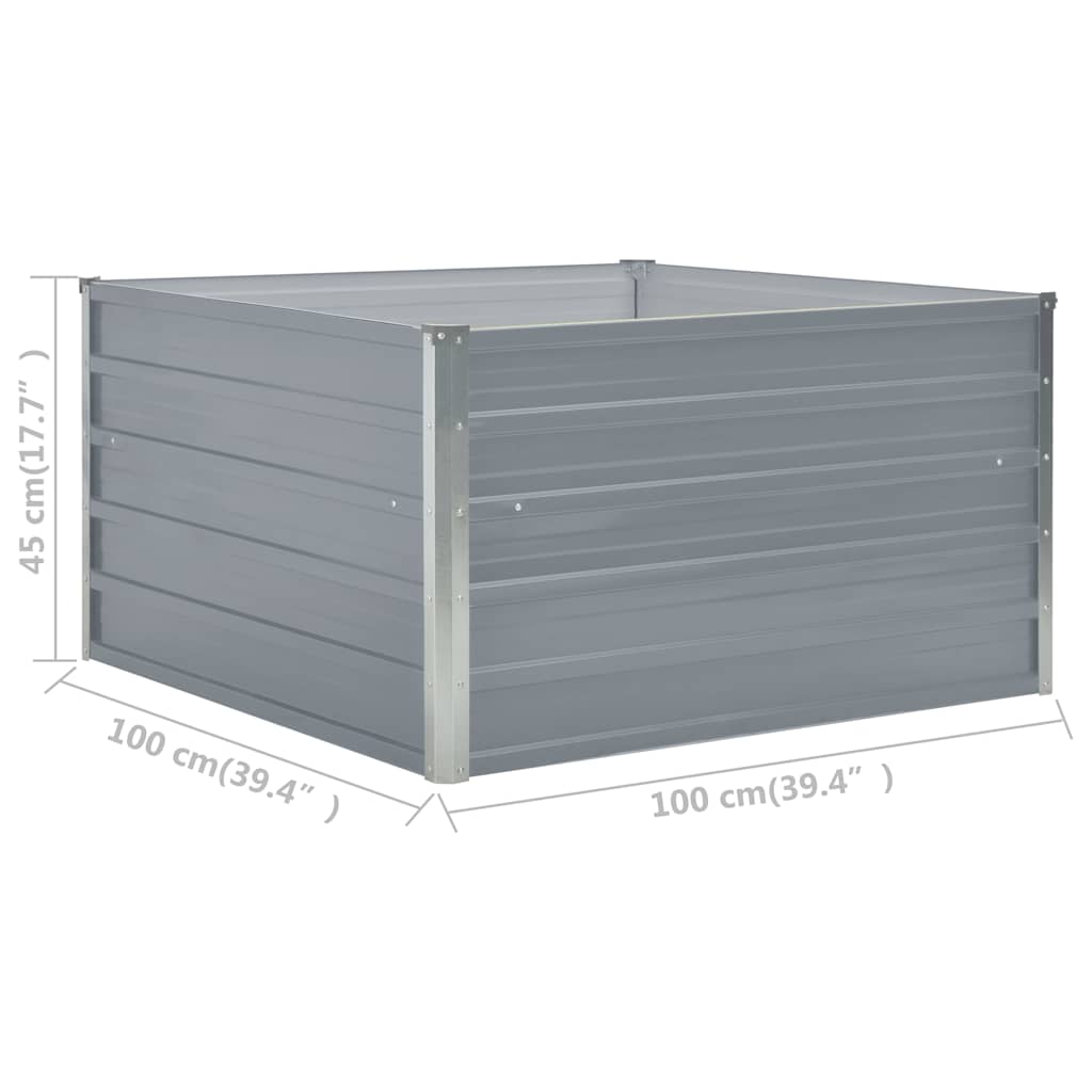 vidaXL Raised Garden Bed | Grey | Galvanised Steel | 100x100x45 cm | Durable 6