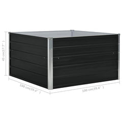 vidaXL Raised Garden Bed | Anthracite | Galvanised Steel | 100x100 cm 6