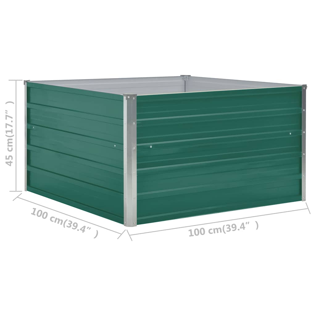 vidaXL Raised Garden Bed | Green | Galvanized Steel | 100x100x45 cm | Durable 6
