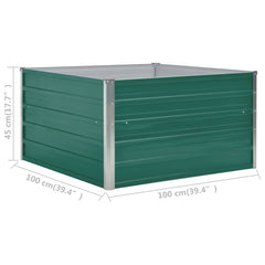 vidaXL Raised Garden Bed | Green | Galvanized Steel | 100x100x45 cm | Durable 6