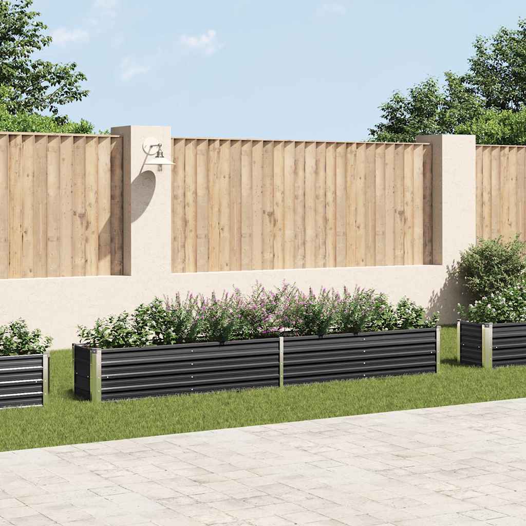vidaXL Garden Raised Bed Anthracite Galvanised Steel