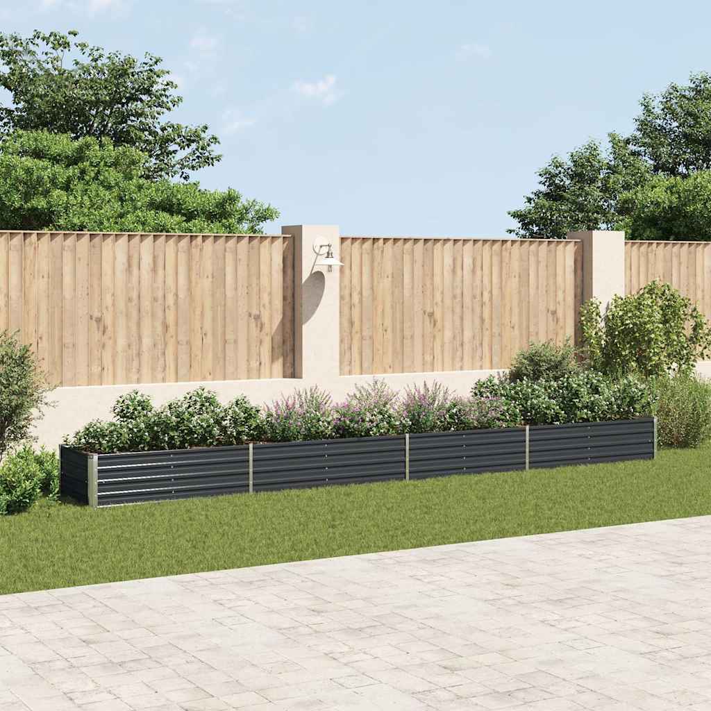 vidaXL Garden Raised Bed Anthracite Galvanised Steel