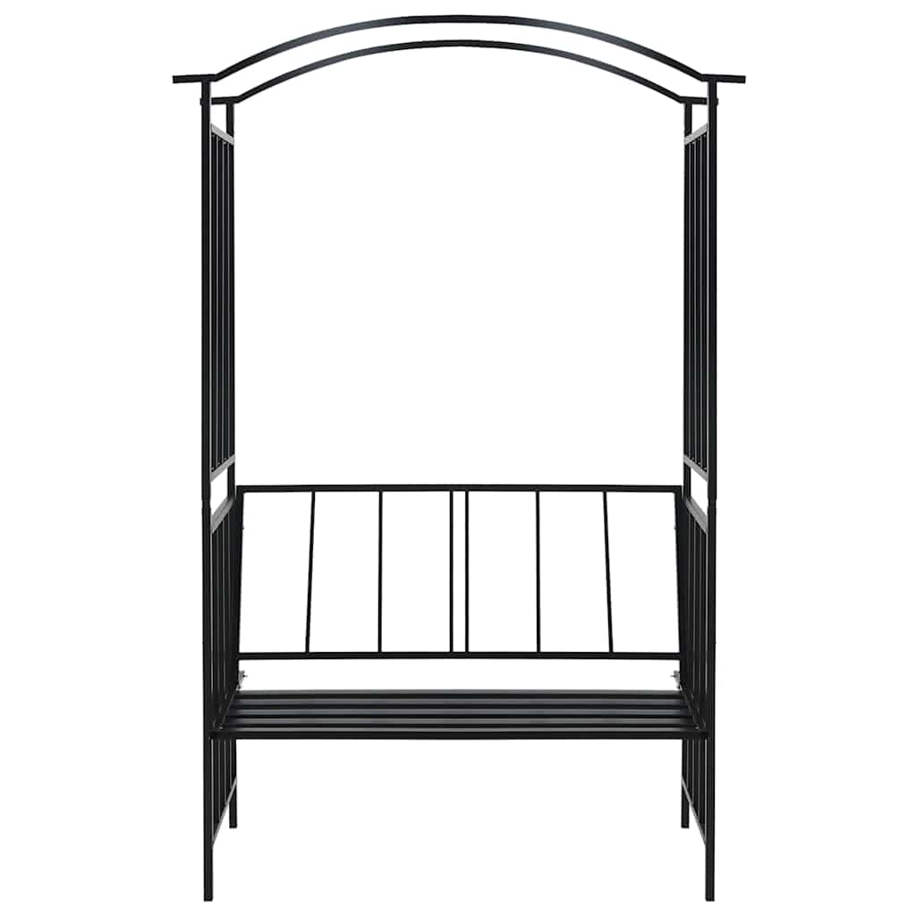 vidaXL Garden Arch with Bench Black 128x50x207 cm Iron 2