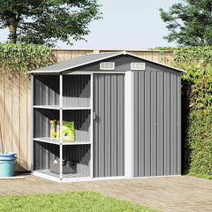 Garden Shed with Rack 205x130x183 cm Iron Grey