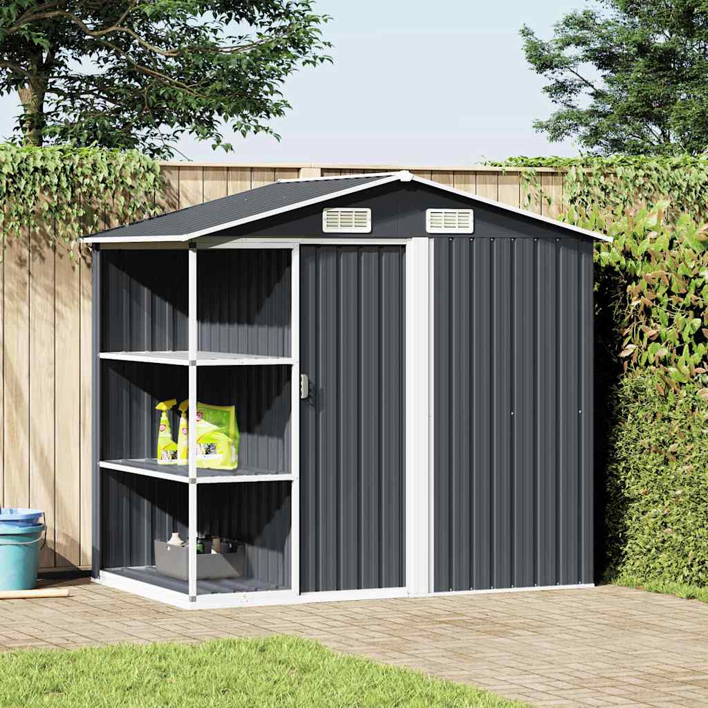 Garden Shed with Rack 205x130x183 cm Iron Anthracite