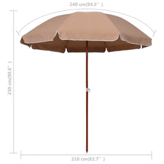 vidaXL Garden Parasol with Steel Pole 240 cm Taupe 5