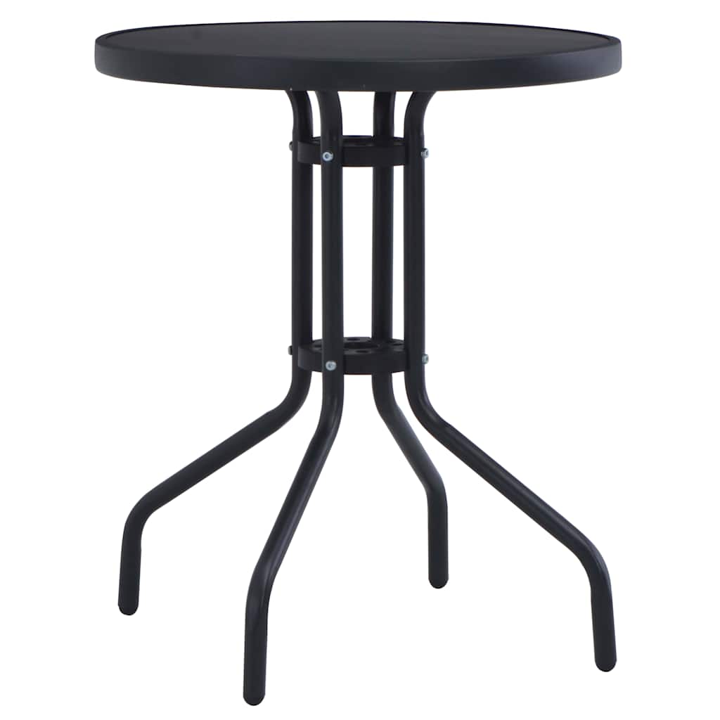 Garden Table 60 cm Steel and Glass Black